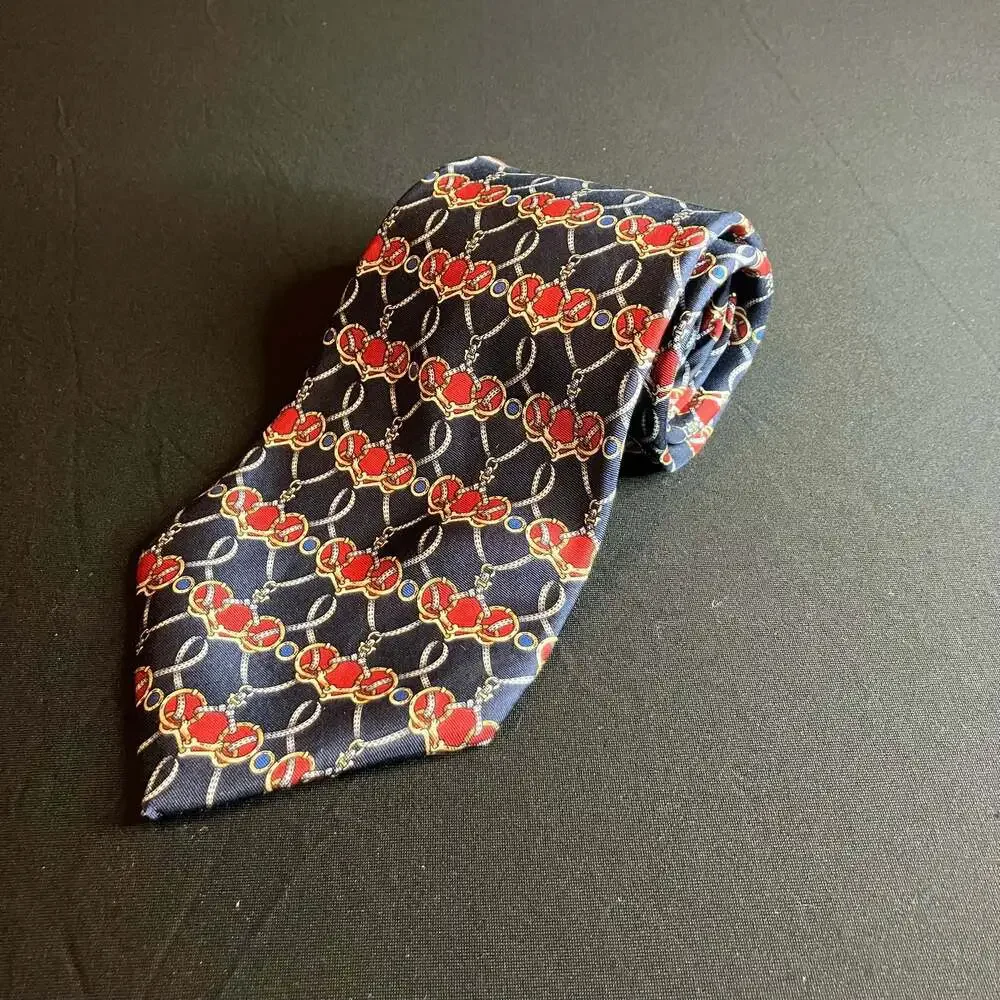 Requirements 100% Italian Silk Necktie with Chain and Crown Pattern
